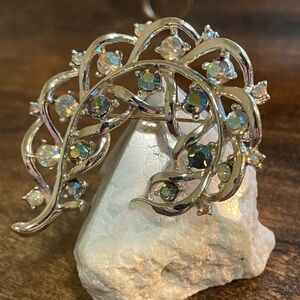 Vintage Aurora Borealis Leaf / Branch Brooch